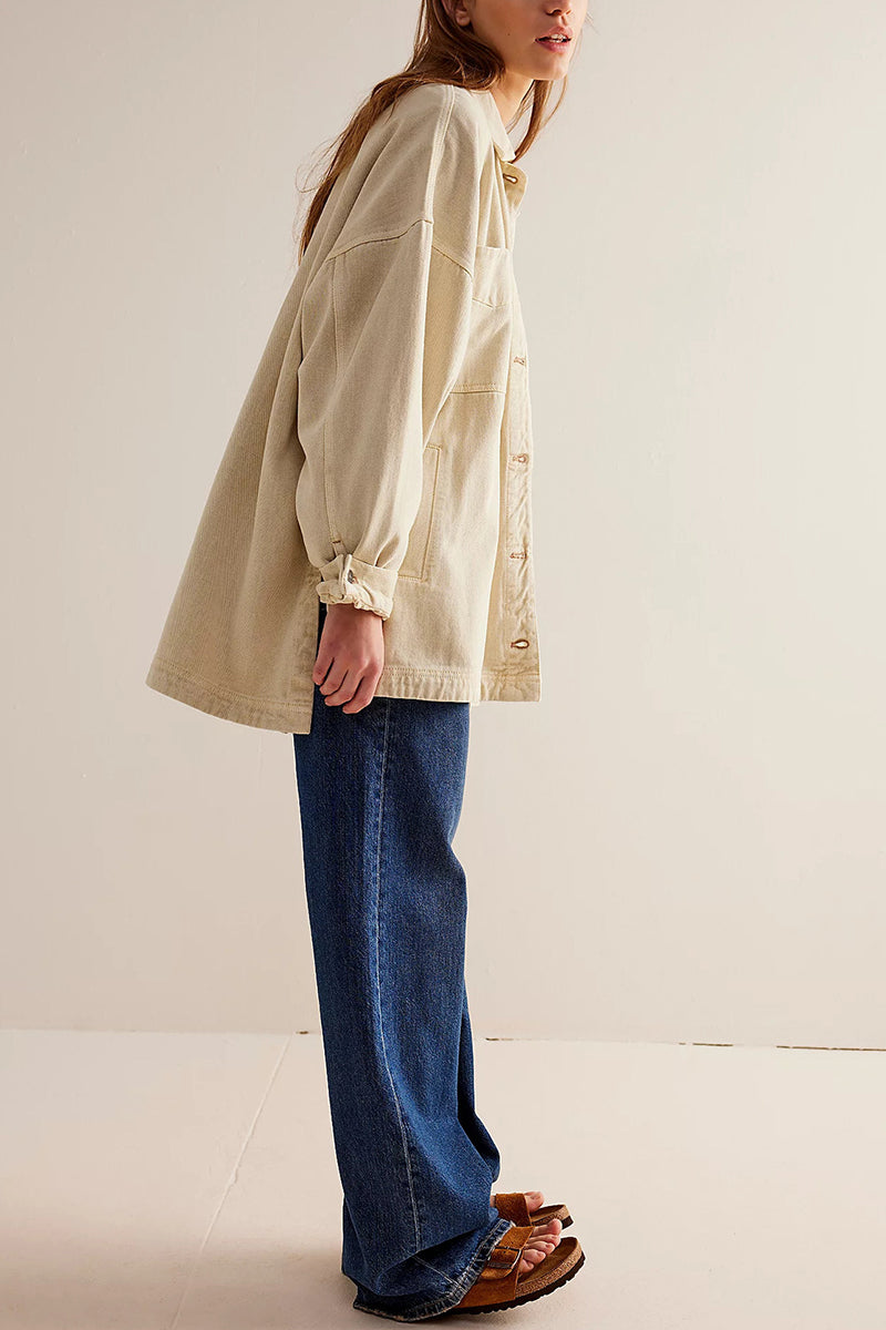 Oversized Denim Jacket with Pocket Detail