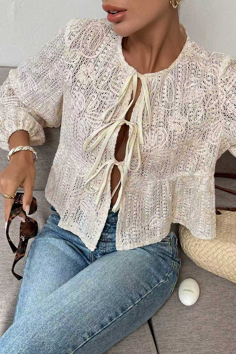 Crochet Tie Front Crop Top