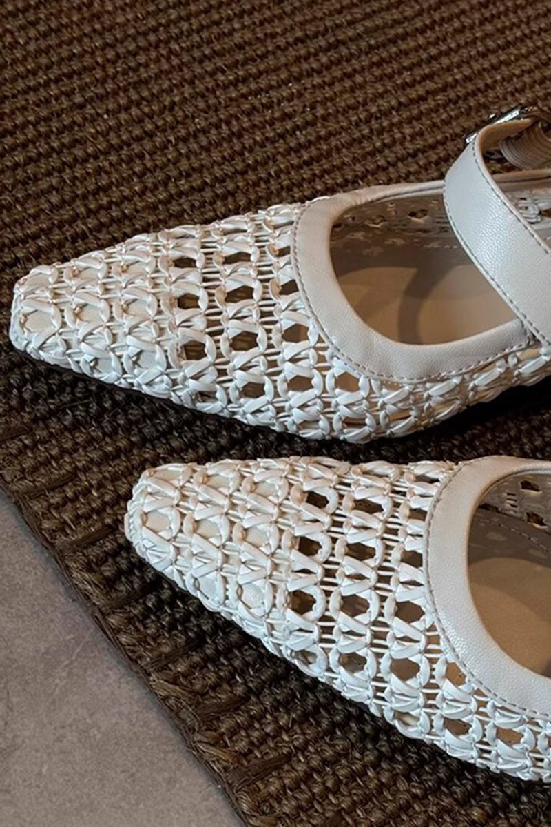 Woven Strap Buckle Mules