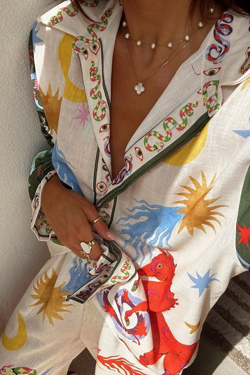 Abstract Print Relaxed Pants Set