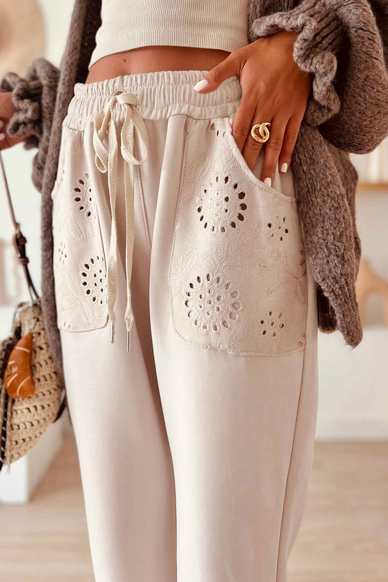 Patched Pockets Drawstring Pants