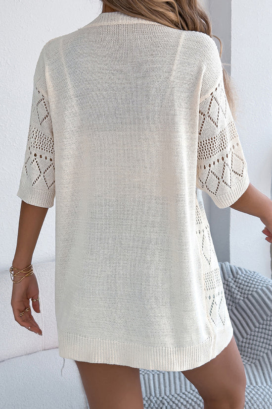 Diamond Knit Open Front Cardigan
