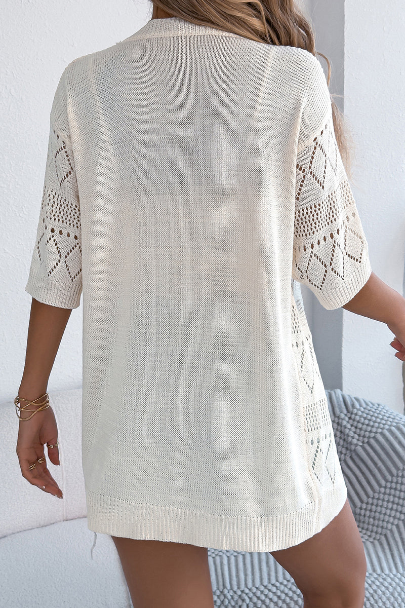 Diamond Knit Open Front Cardigan
