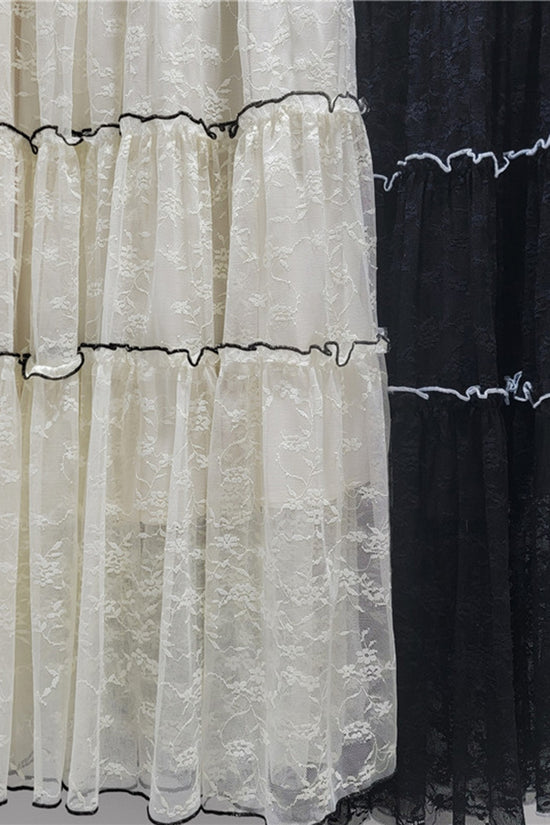 Tiered Mesh Midi Skirt