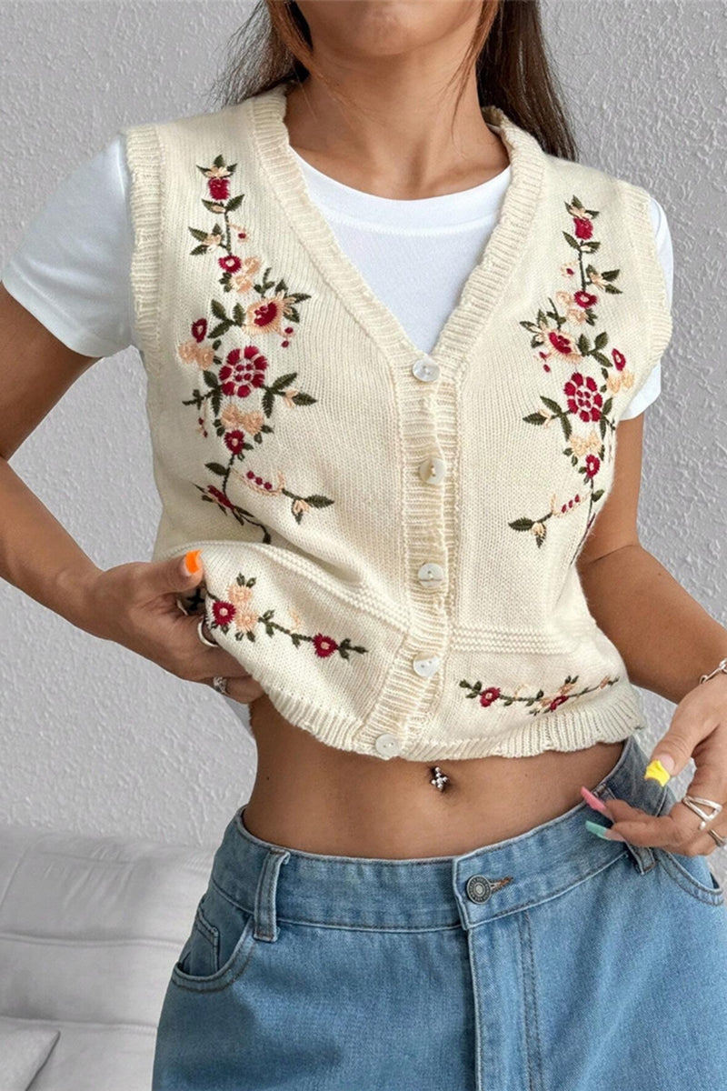 Floral Detail Sweater Vest