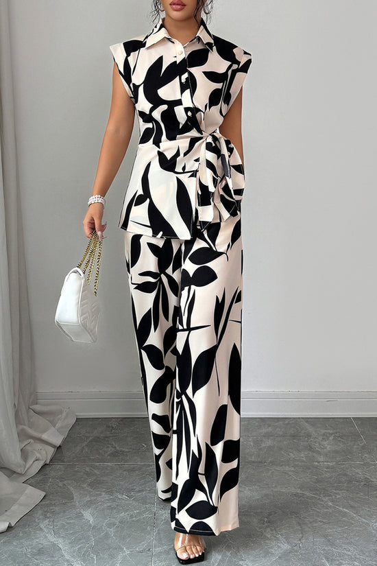 Bold Print Sleeveless Pants Set