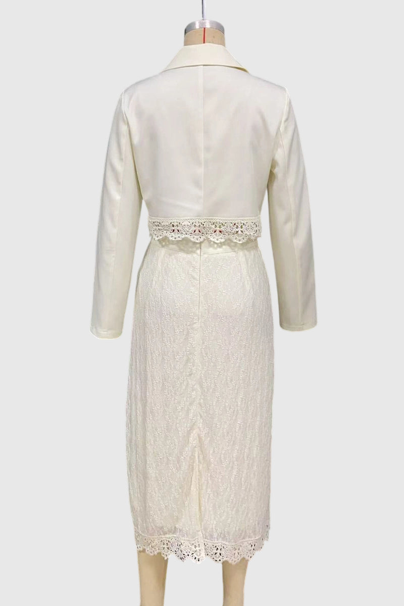 Elegant Lace Trim Skirt Set