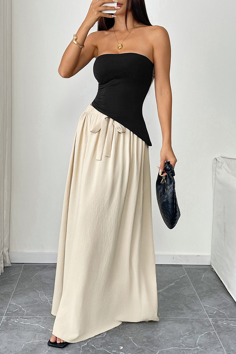 Strapless Asymmetrical Top and Skirt Set