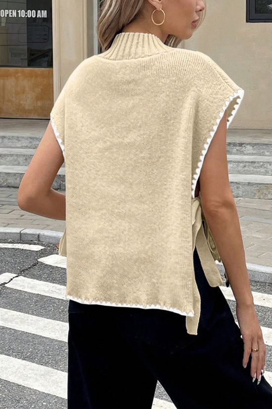 Chic Sleeveless Sweater Vest with Side Tie