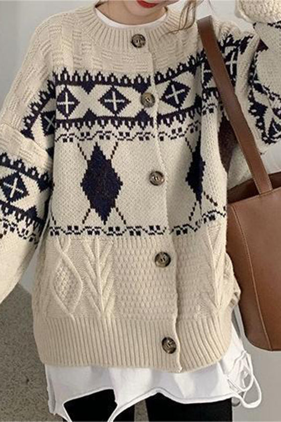 Geometric Pattern Oversized Cardigan