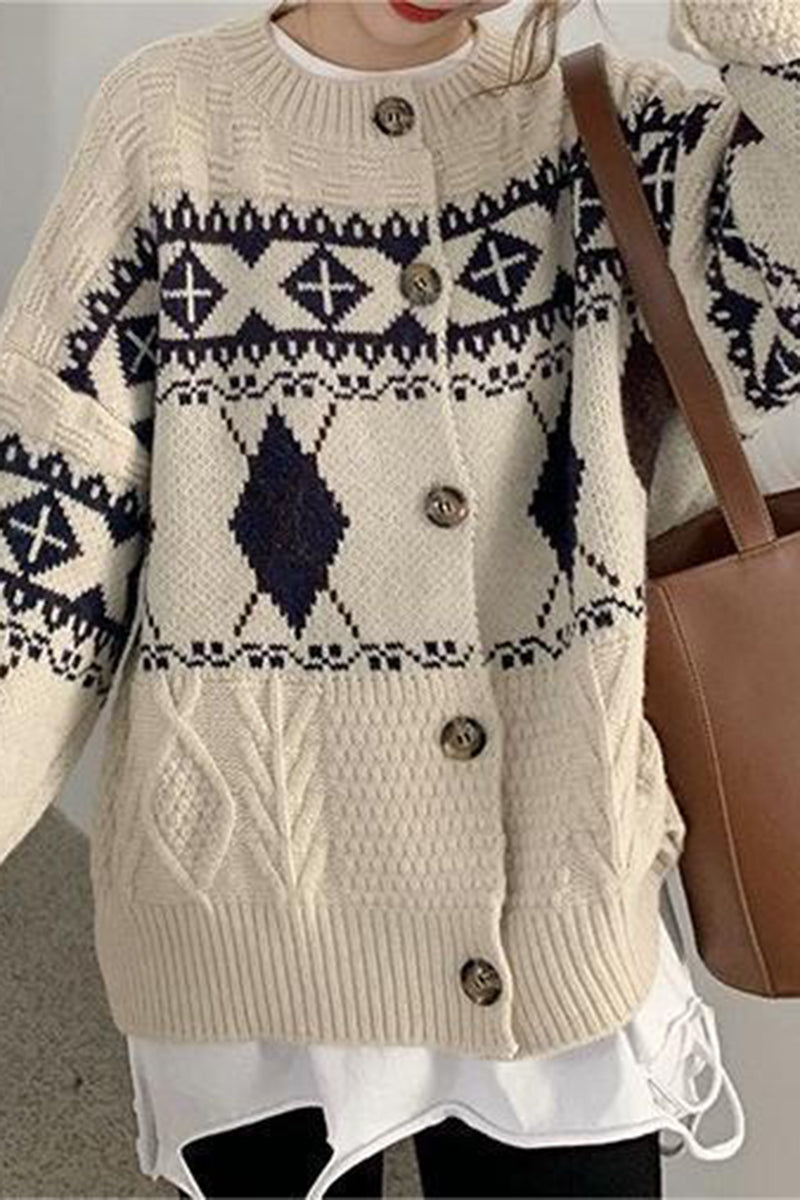 Geometric Pattern Oversized Cardigan