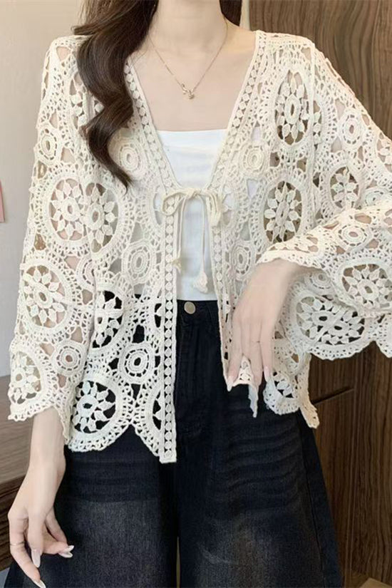 Crochet Open-Front Cardigan