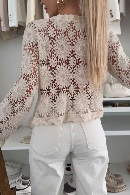Floral Eyelet Button-Up Blouse