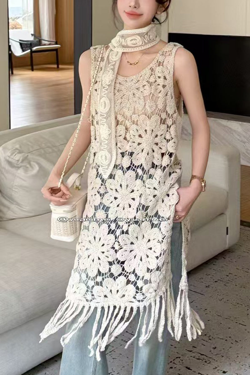 Floral Lace Fringe Casual Dress