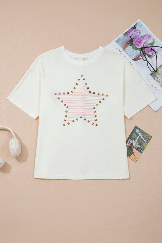 Star Print Stud Detail Top