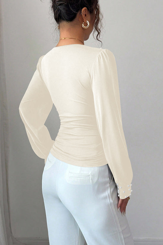 Pearl Embellished Long Sleeve Top