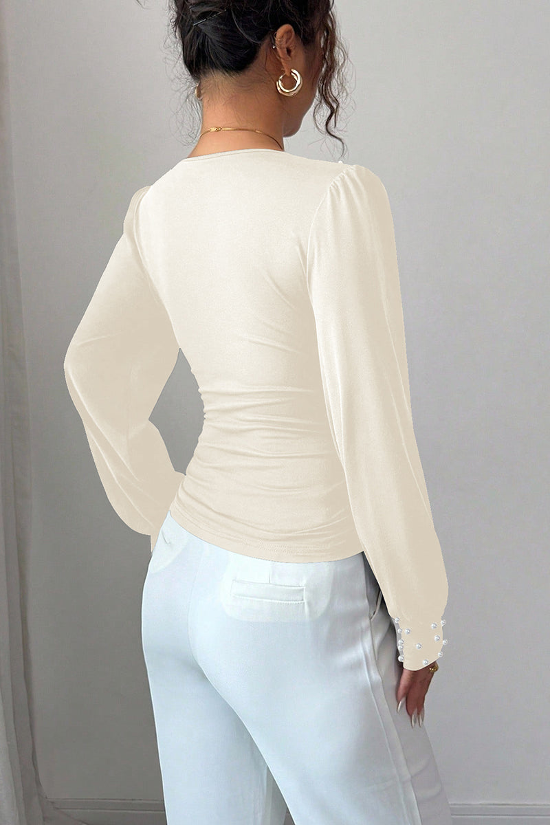 Pearl Embellished Long Sleeve Top