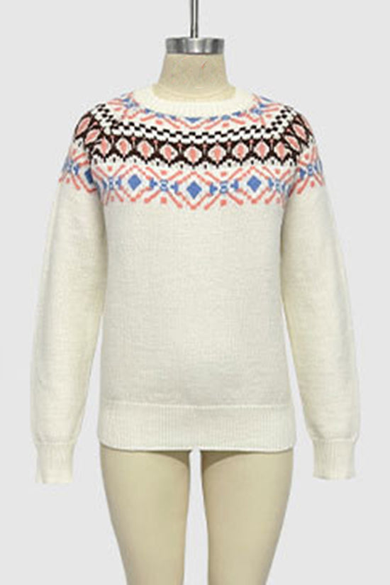 Geometric Pattern Long Sleeve Sweater