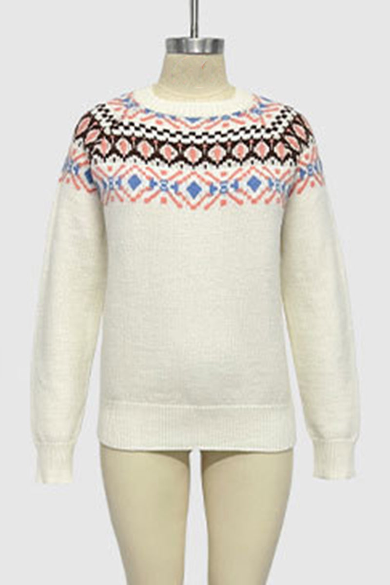Geometric Pattern Long Sleeve Sweater
