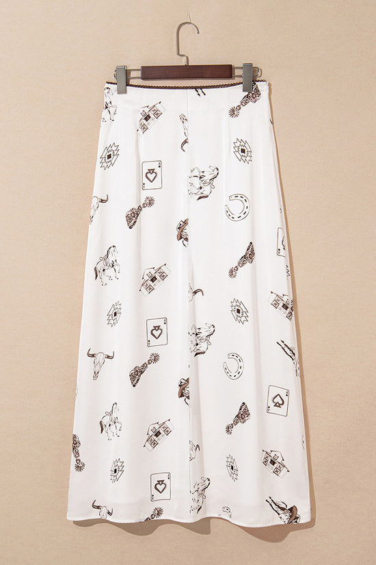 Printed Midi Skirt with Western Motifs