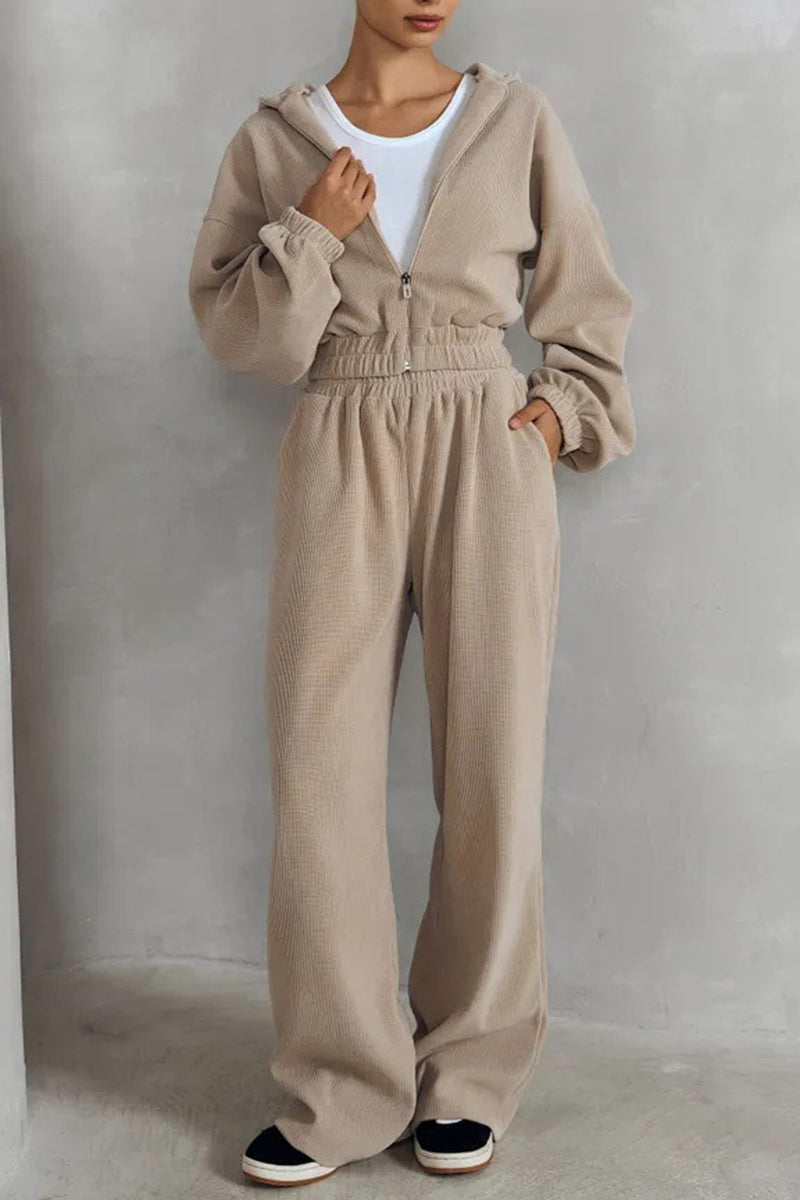 Cozy Zip-Up Hoodie and Wide-Leg Pant Set
