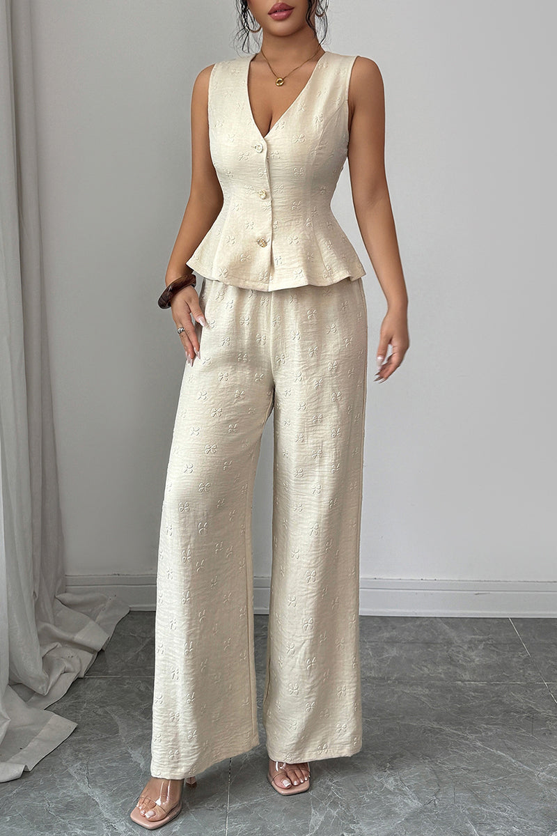 Elegant Sleeveless Two-Piece Pants Set