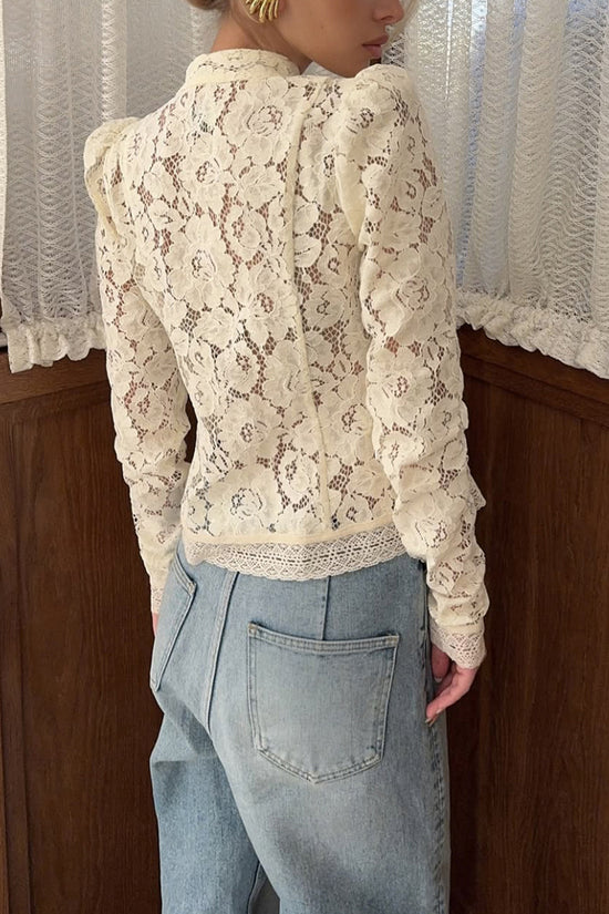 Elegant Lace Mandarin Collar Blouse