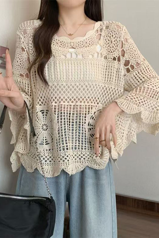 Crochet Scalloped Sleeve Blouse