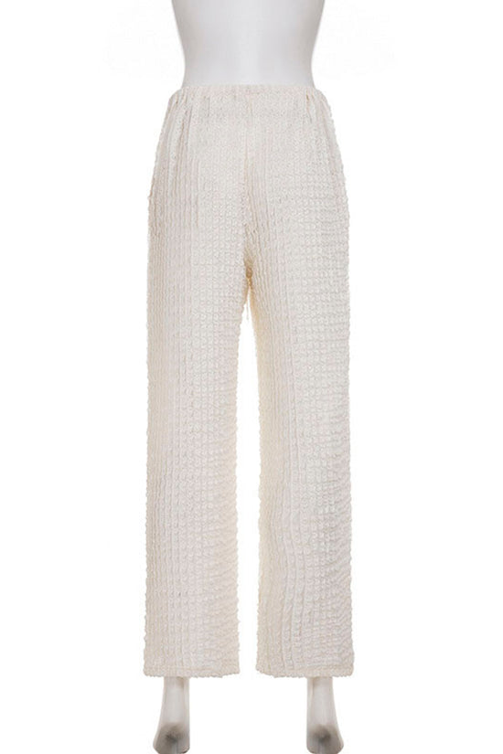 Textured Drawstring Casual Pants