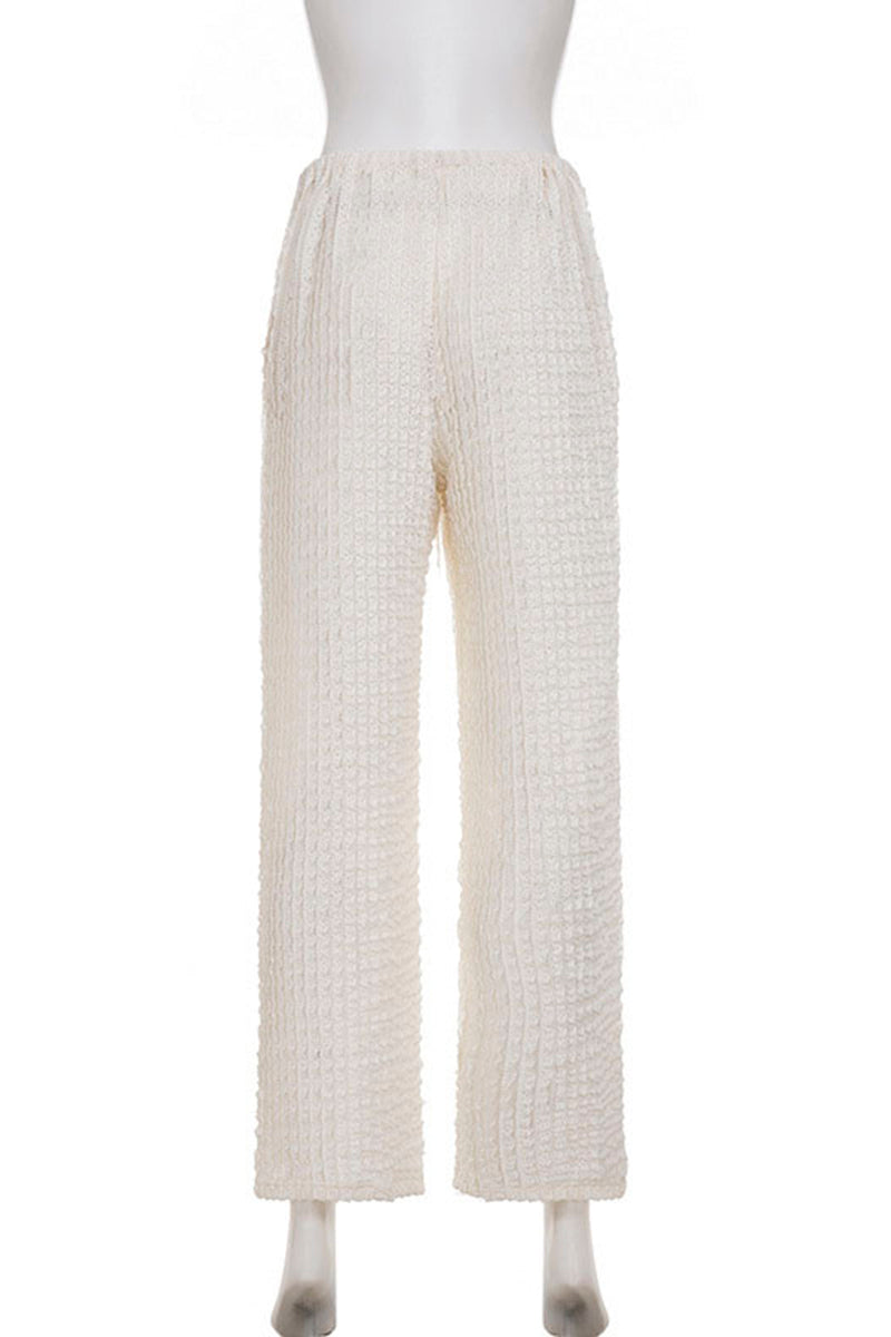 Textured Drawstring Casual Pants