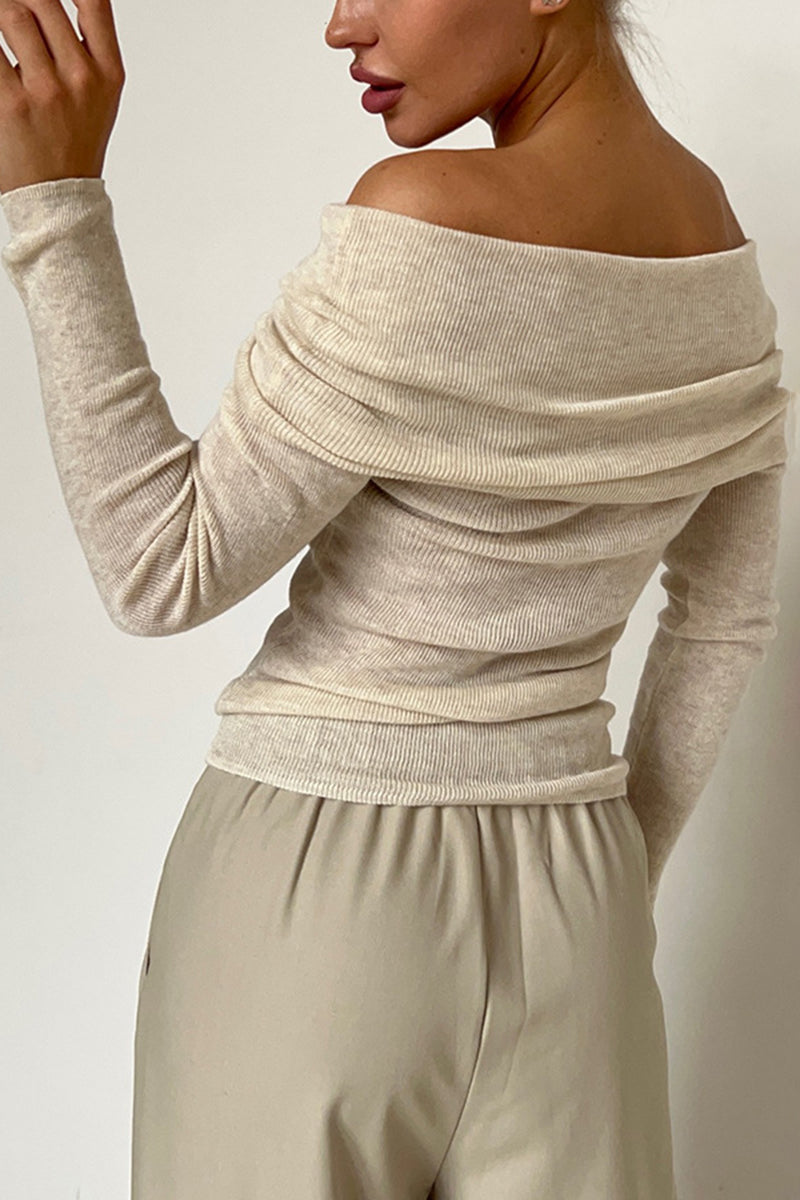 Off-Shoulder Elegant Knit Sweater