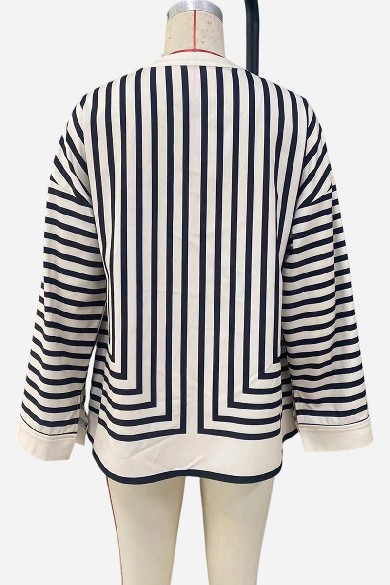 Striped V-Neck Blouse
