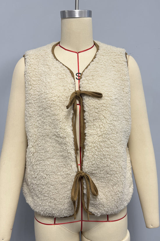 Textured Sleeveless Tie Vest