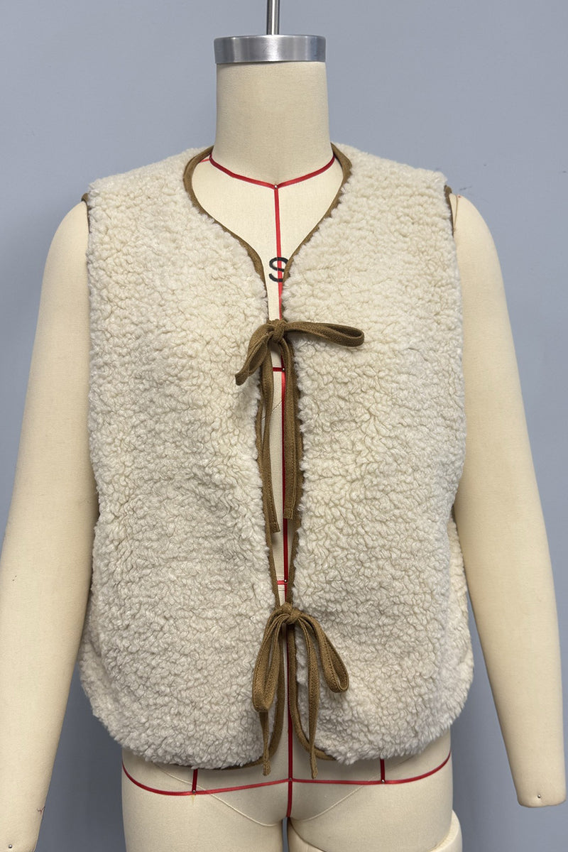 Textured Sleeveless Tie Vest