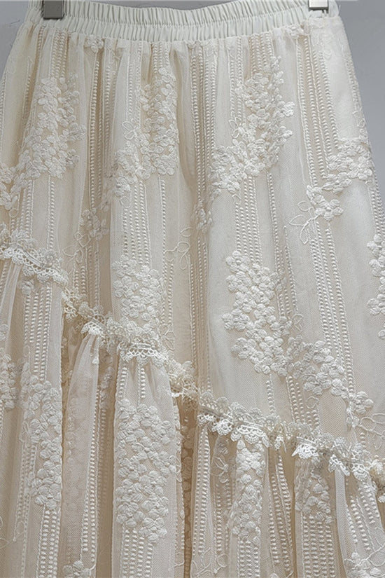 Elegant Lace Midi Skirt