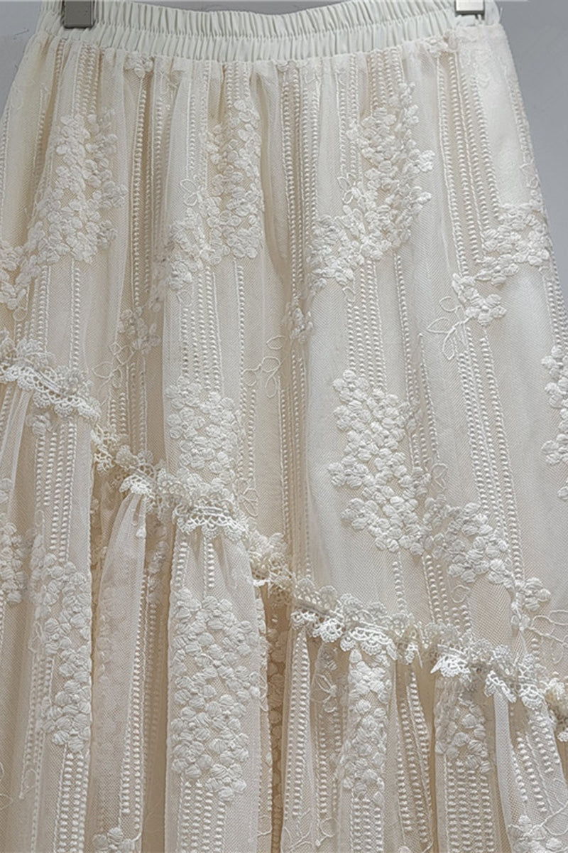 Elegant Lace Midi Skirt