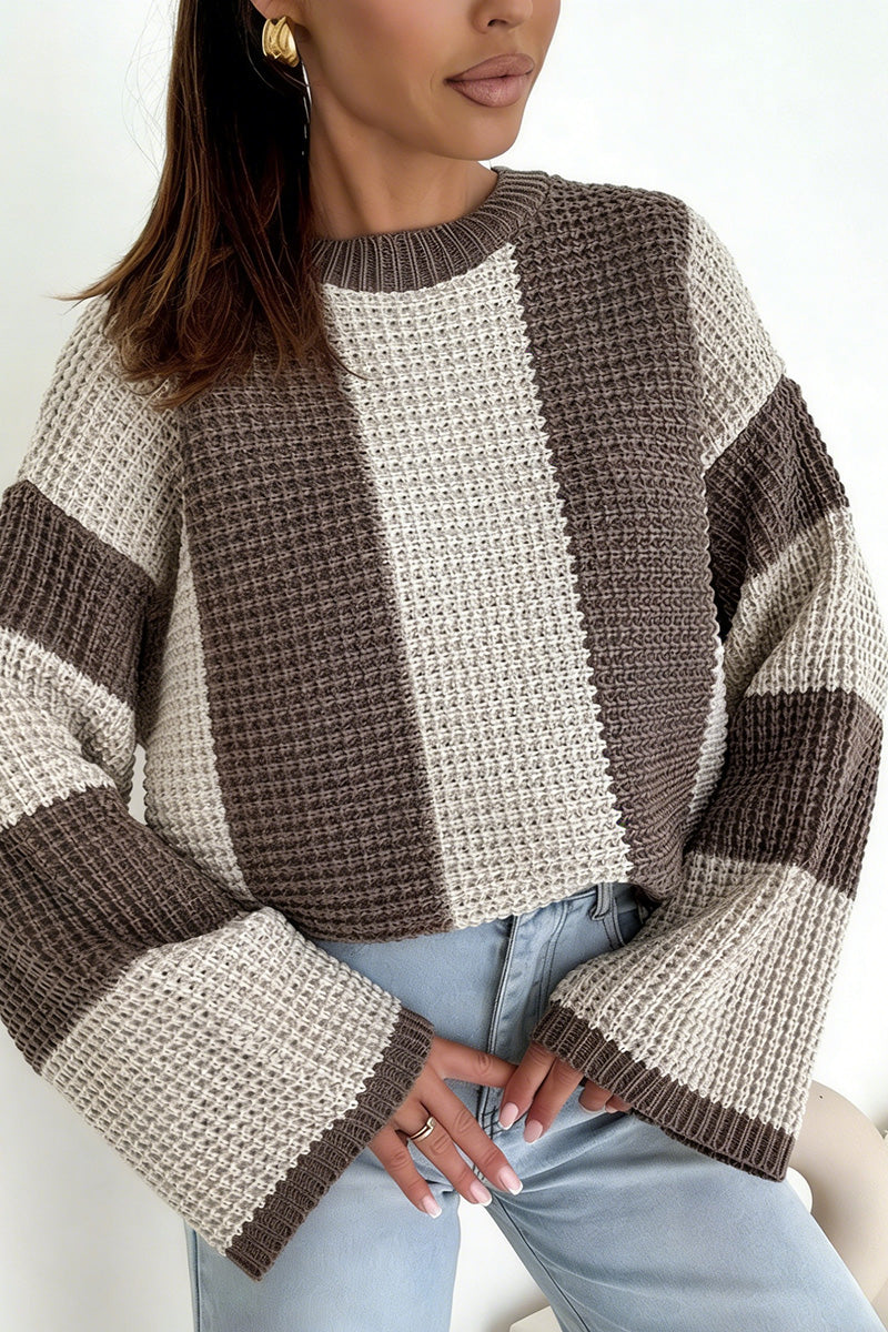 Striped Waffle-Knit Sweater