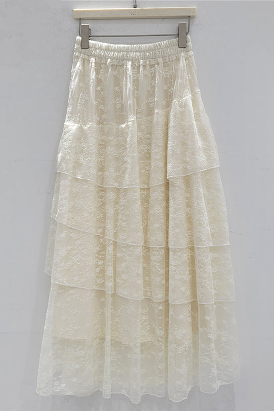 Layered Lace Midi Skirt