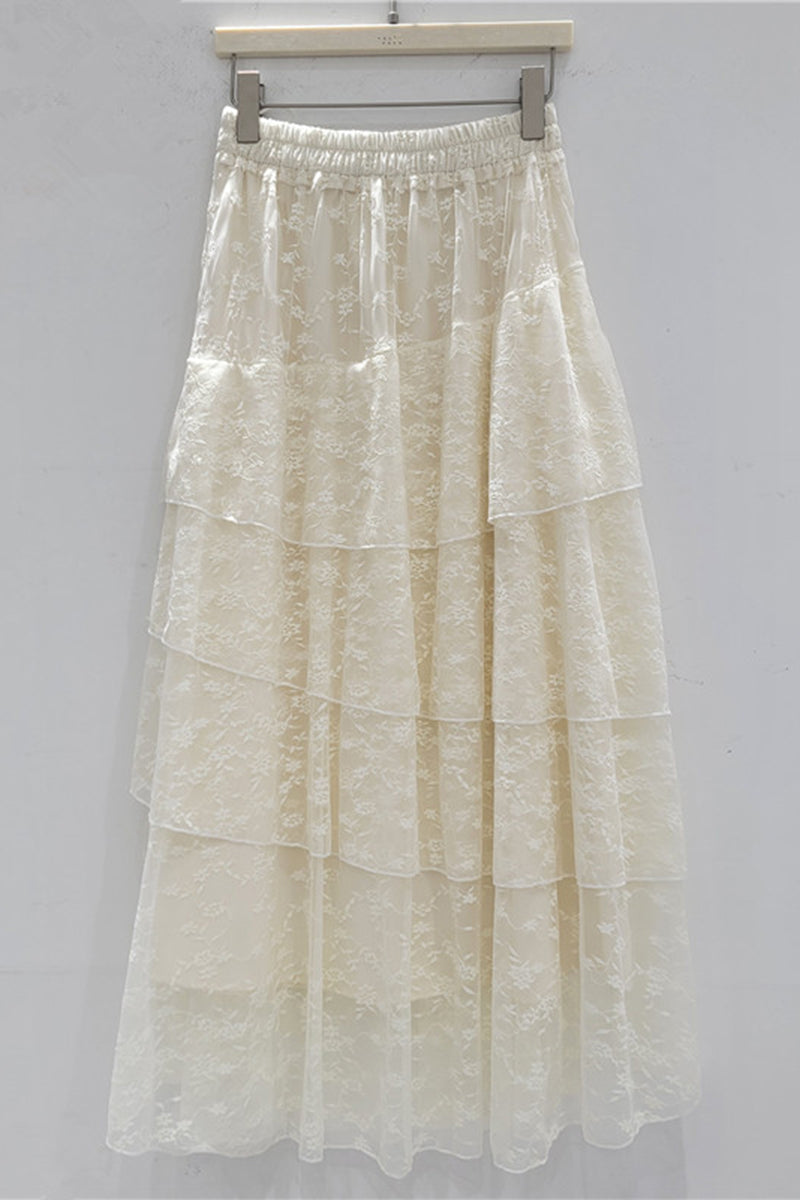 Layered Lace Midi Skirt