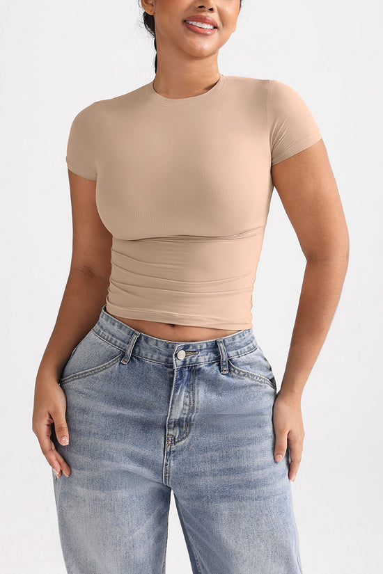 Fitted Short Sleeve Crew Neck Top