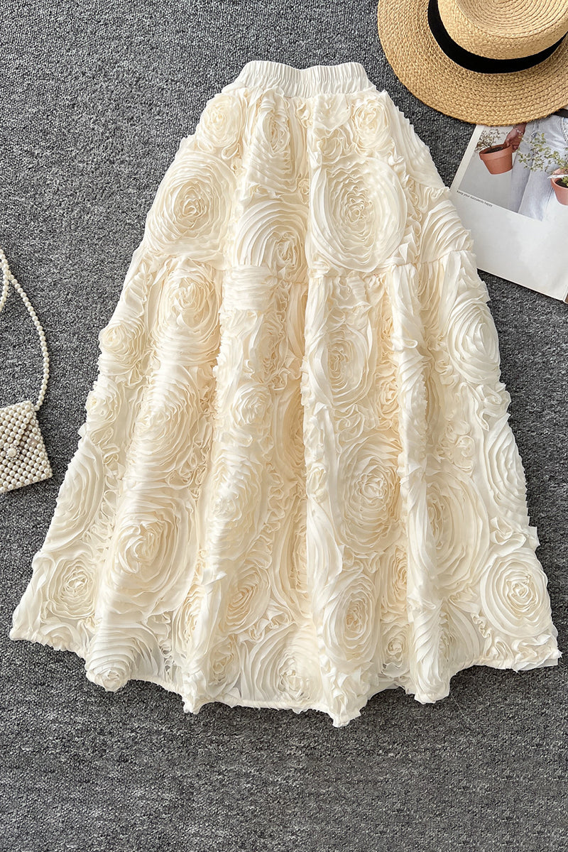 Floral Textured Midi Skirt