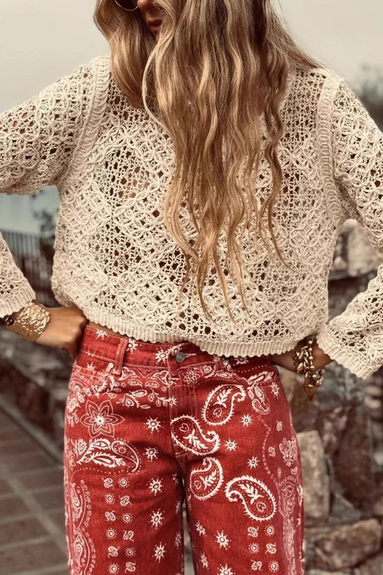 Crochet Patterned Long Sleeve Top