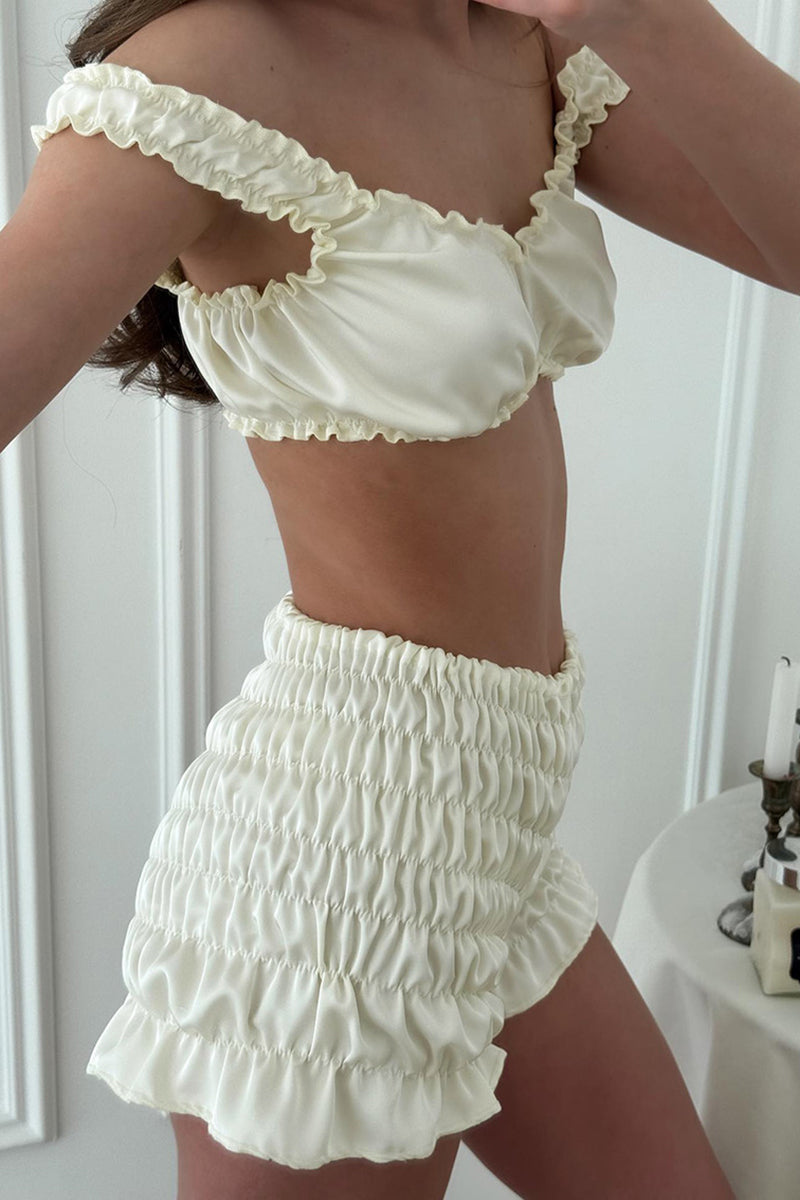 Ruffled Bralette and Shorts Pajama Set