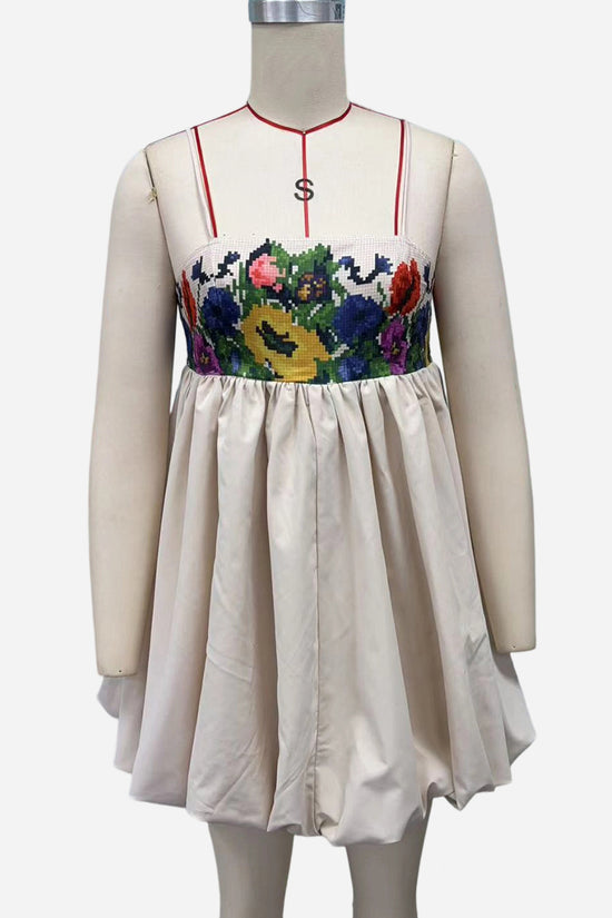 Print Strap Casual Bubble Dress