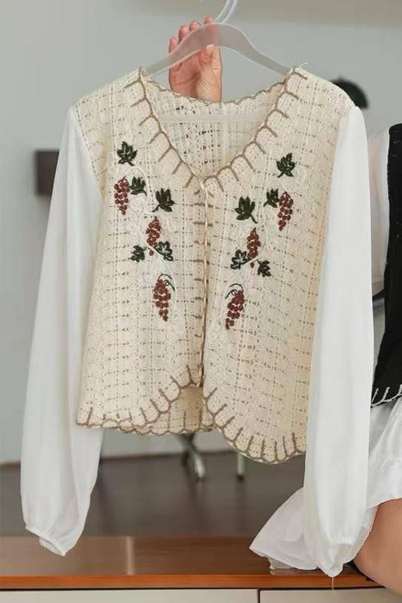 Vintage Floral V Neck Layered Blouse