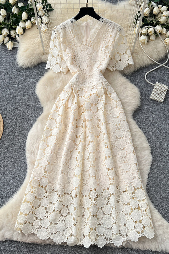 Elegant Floral Short Sleeve Dress