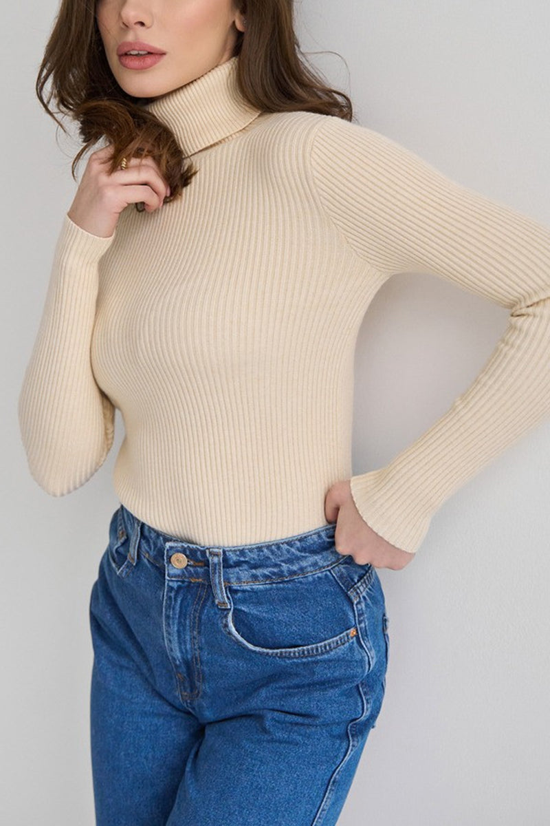 Ribbed High Neck Sweater