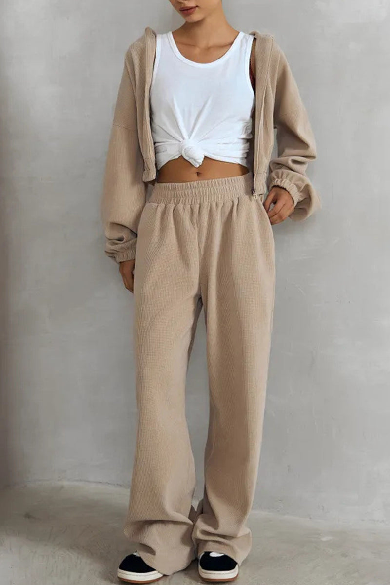 Cozy Zip-Up Hoodie and Wide-Leg Pant Set