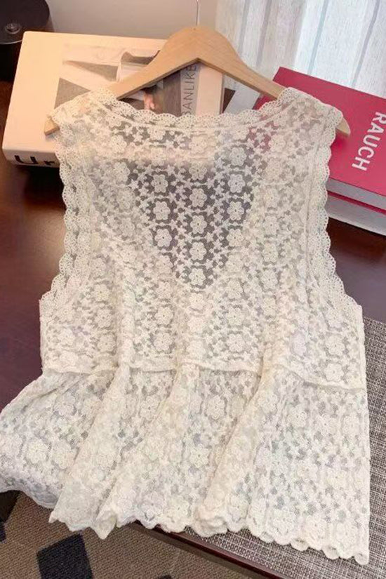Elegant Floral Sleeveless Lace Tank