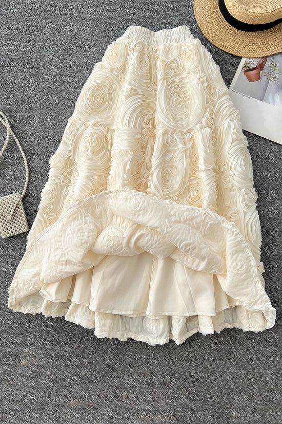 Floral Textured Midi Skirt
